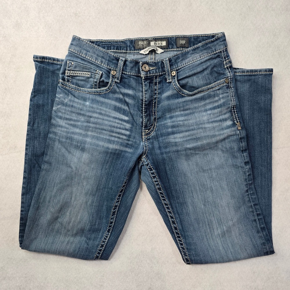 BKE Ryan Straight Leg Jeans Mens 31R Medium Wash Stretch Denim